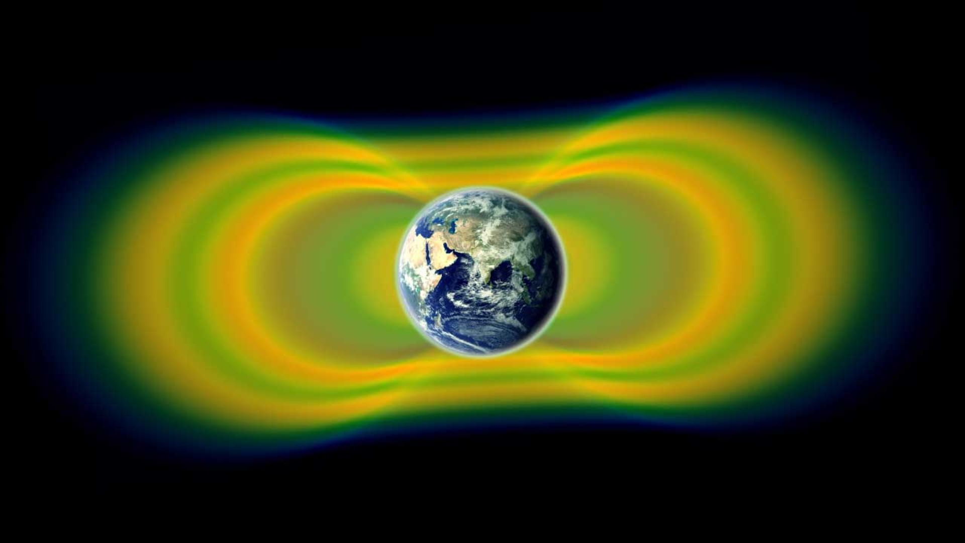 Van Allen belts around the earth