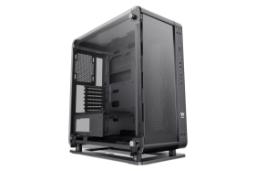 نمای نیمرخ کیس کامپیوتر ترمالتیک Core P6 Tempered Glass با نمایش پنل جلو و کناری رنگ مشکی