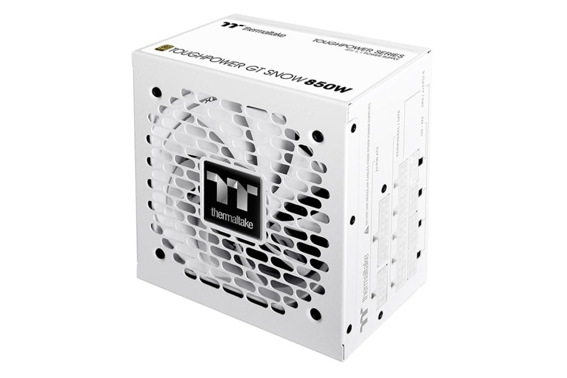 پاور کامپیوتر ترمالتیک Thermaltake TOUGHPOWER GT Version B 850W سفید از نمای کناری