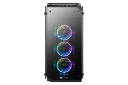 نمای رو به روی کیس کامپیوتر ترمالتیک View 71 Tempered Glass RGB Plus Edition با نمایش لوگو و فن های پنل جلو