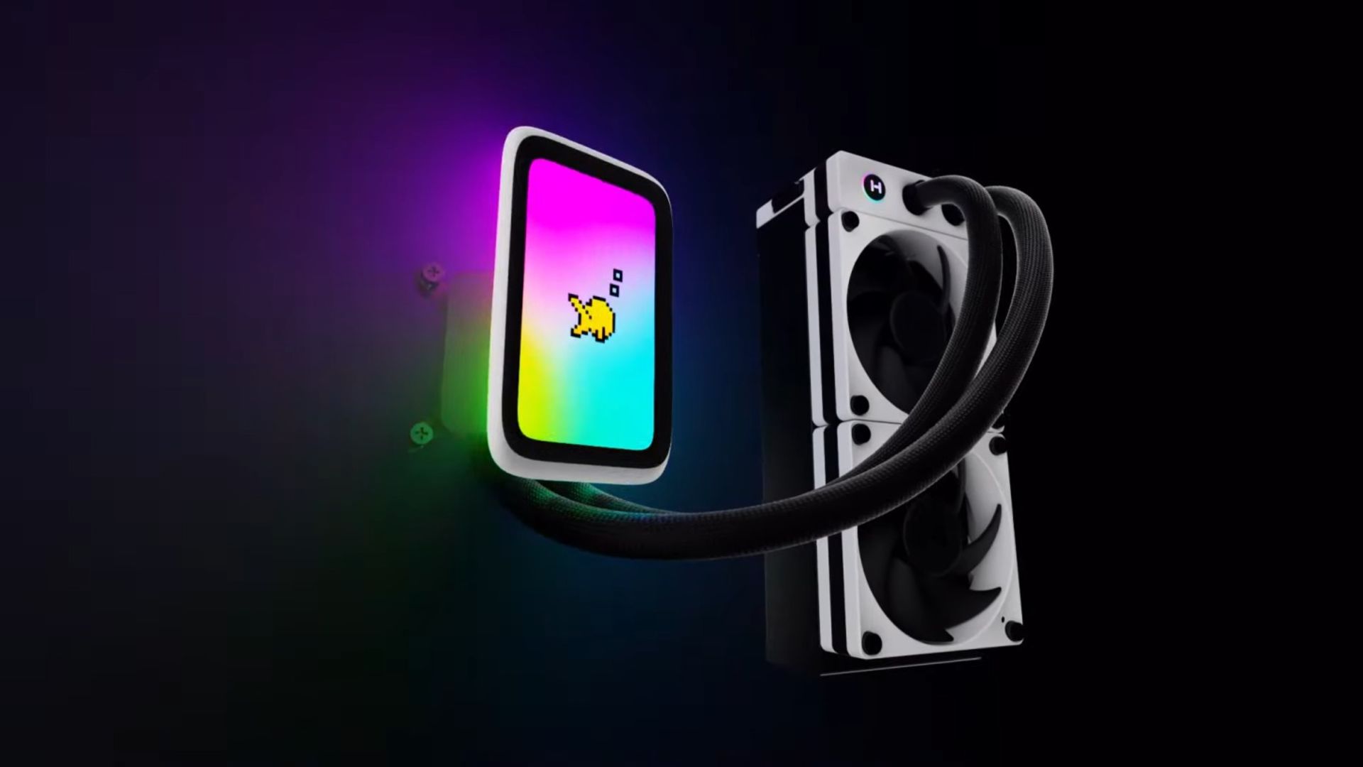 خنک‌کننده‌ی مایع HYTE با نمایشگر از نمای جلو