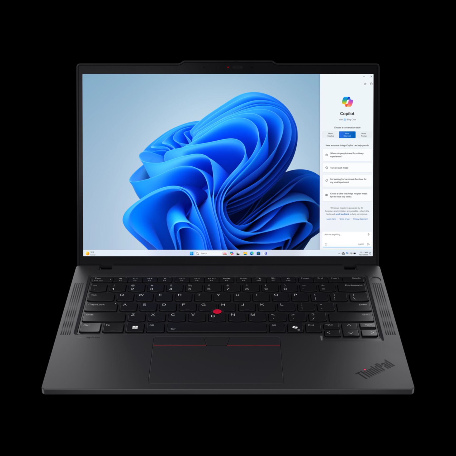 نمایشگر لپ تاپ لنوو Thinkpad T14s Gen 5 از نمای روبه رو