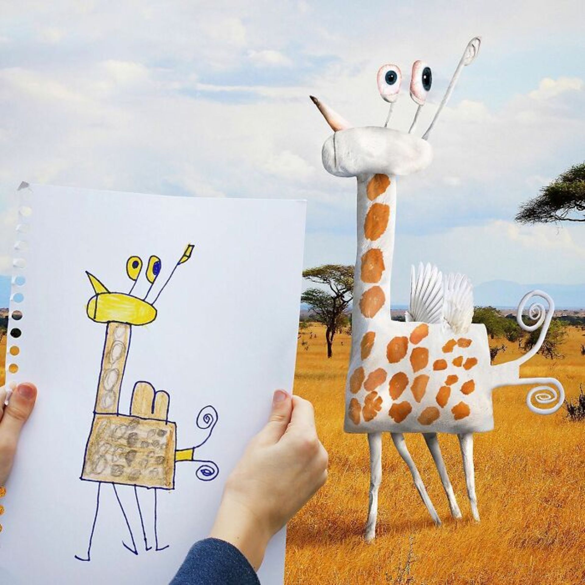 زنده کردن نقاشی کودکان با فتوشاپ - زرافه