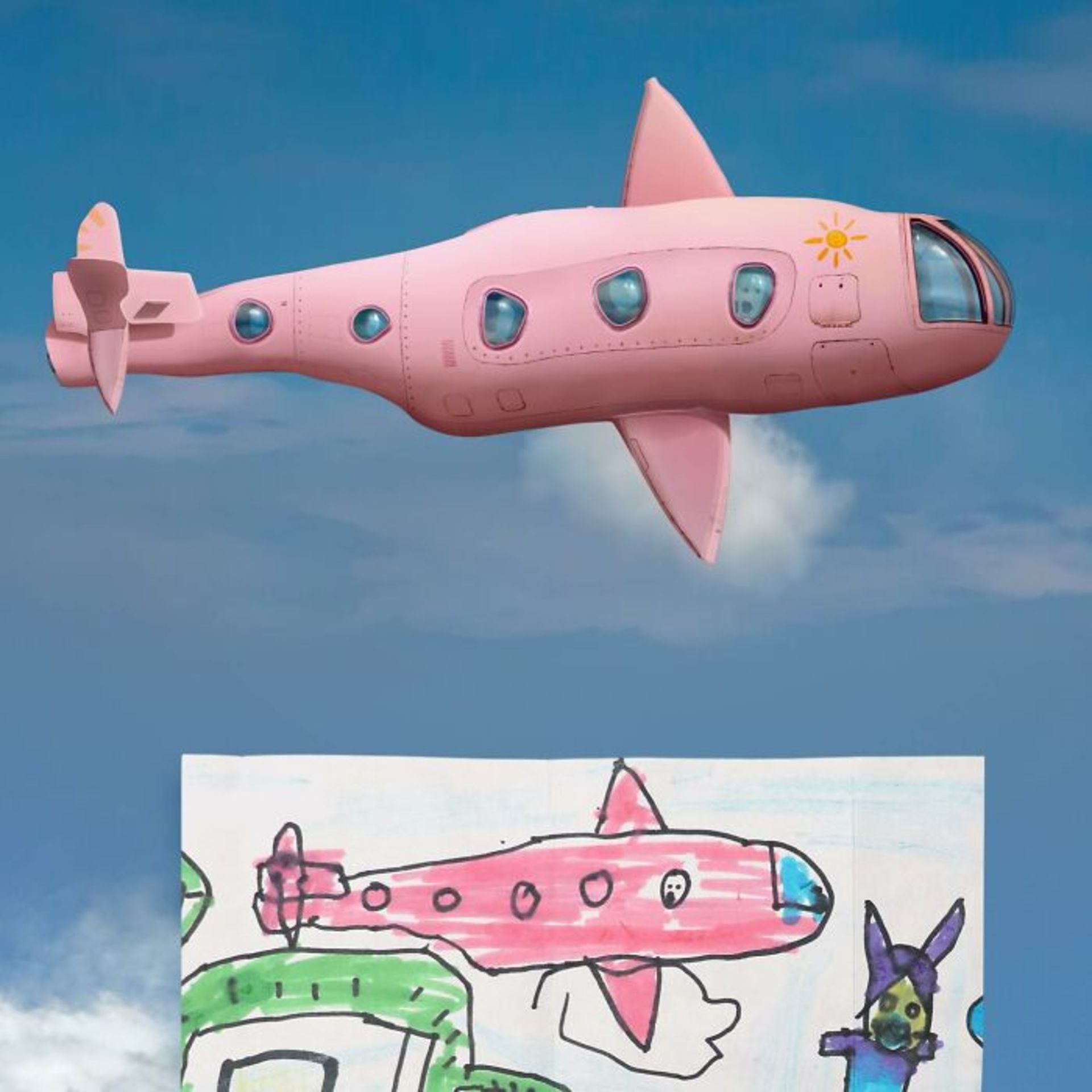 زنده کردن نقاشی کودکان با فتوشاپ - هواپیما