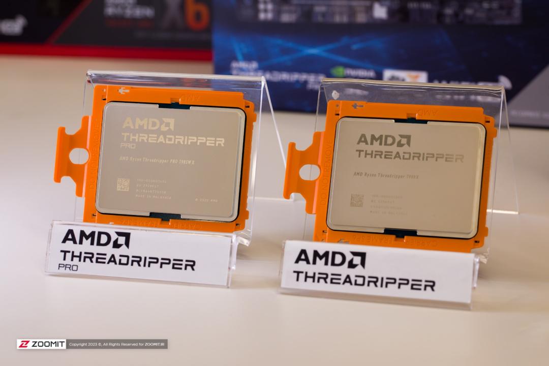 پردازنده AMD Threadripper 7980X و Threadripper Pro 7985WX کنار هم