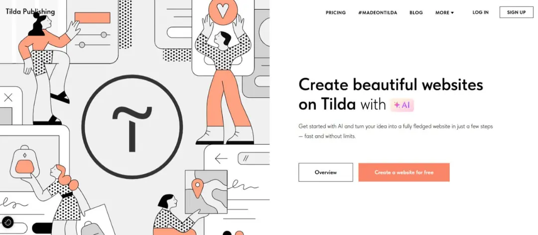 رابط کاربری سایت‌ساز تیلدا (Tilda) با قابلیت هوش مصنوعی