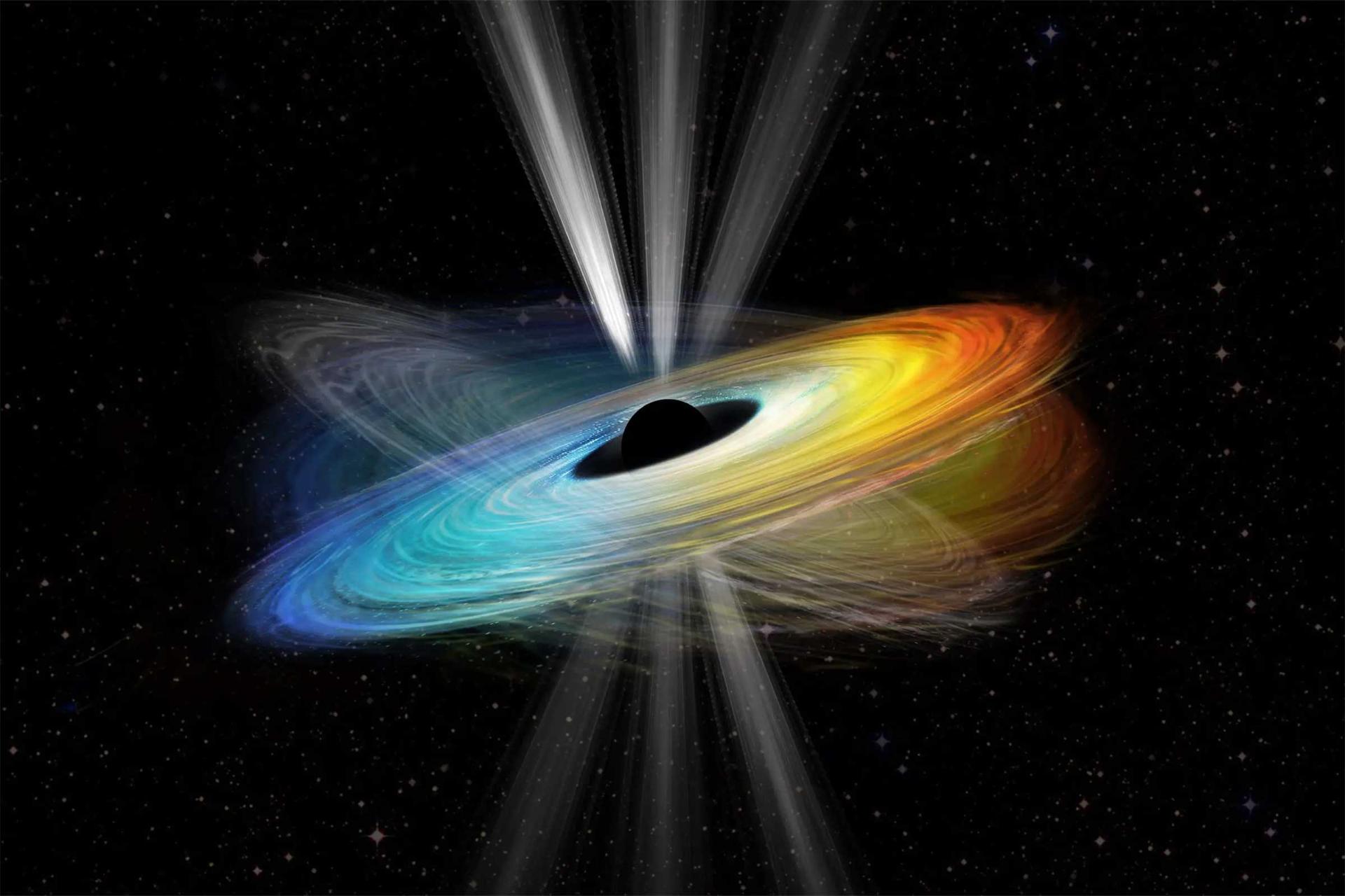 طرح شماتیک از قرص برافزایشی کج‌شده سیاه‌چاله