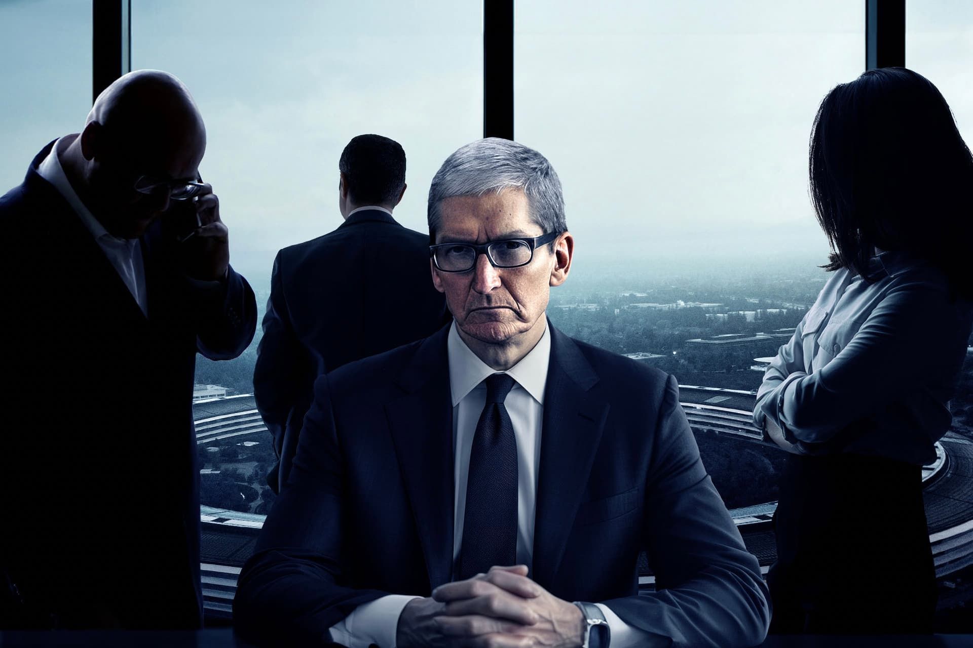 طرح گرافیکی تیم کوک / Tim Cook مدیرعامل اپل در پشت میز