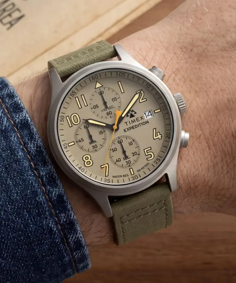 ساعت مچی تایمکس مدل Expedition Sierra Chronograph با بند پارچه‌ای نظامی