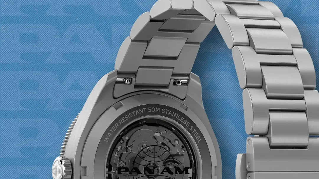 بخش پشتی ساعت تایمکس پان اَم (Timex Pan Am) با بدنه استیل