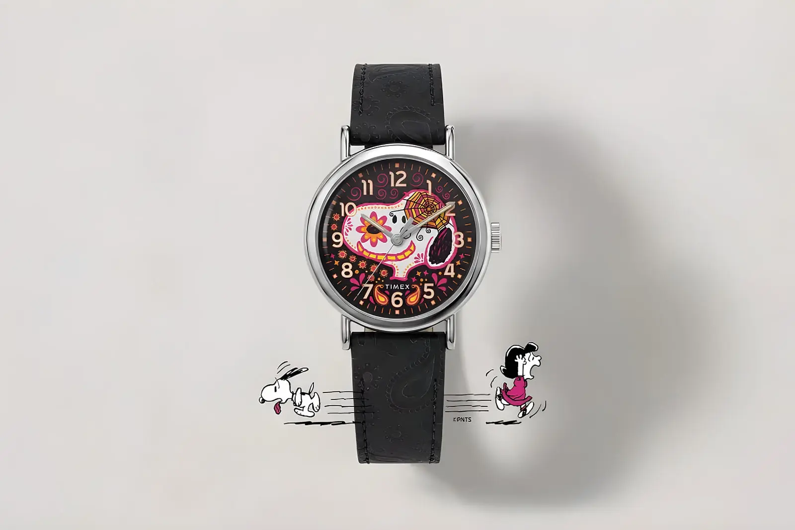ساعت مچی تایمکس (Timex) با طرح شخصیت‌های Peanuts و تم روز مردگان