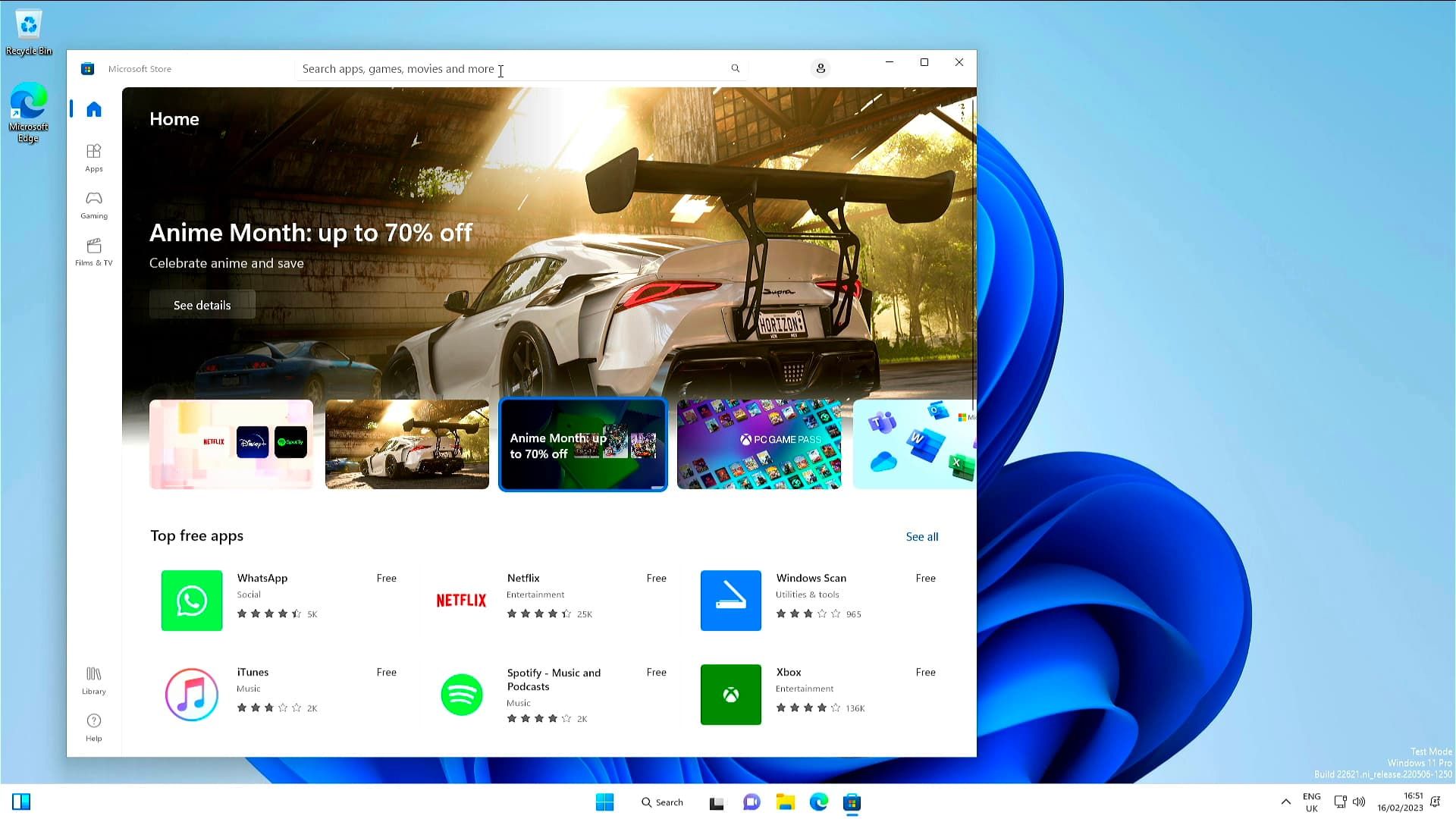 مایکروسافت استور در سیستم عامل Tiny11 روی رزبری پای ۴