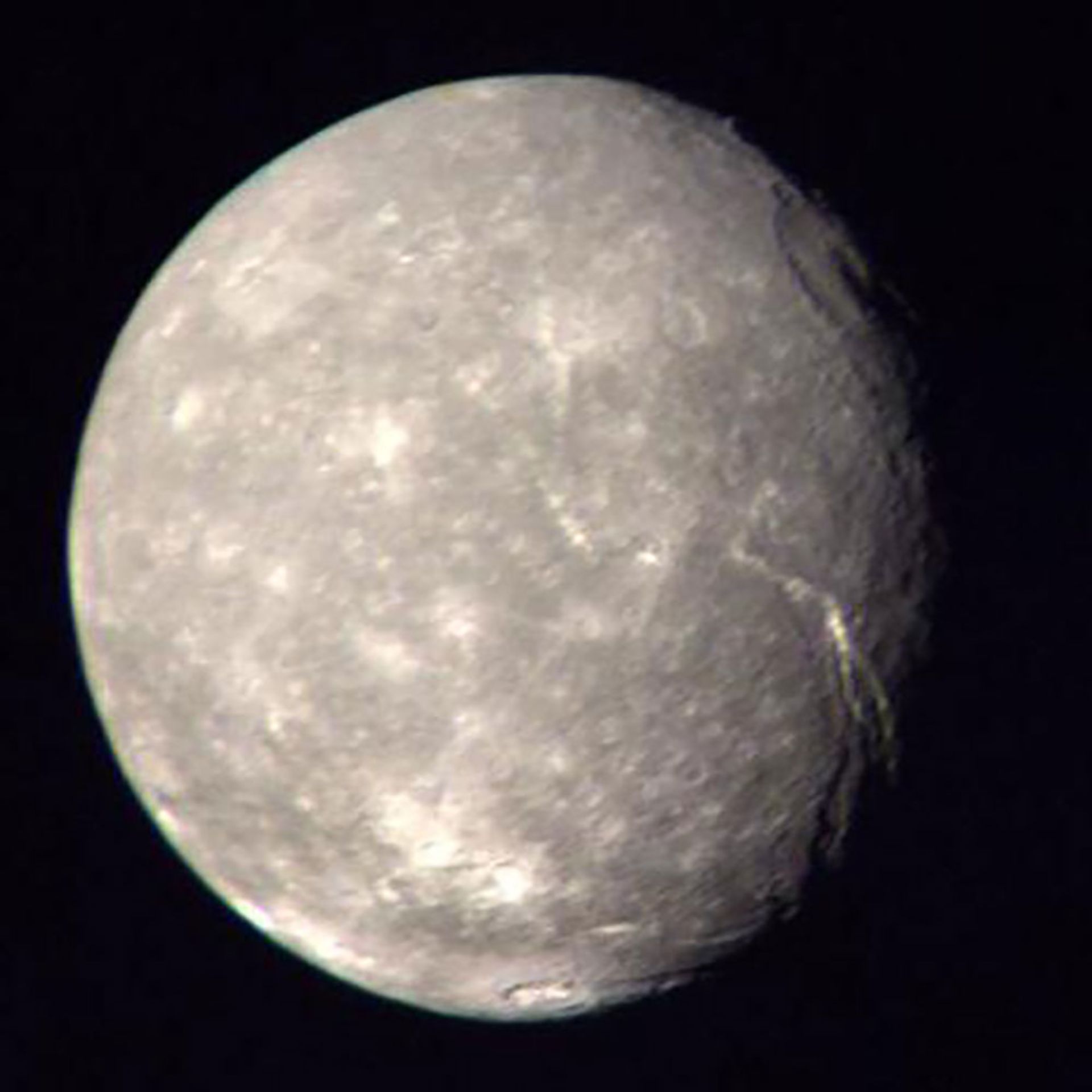 Voyager 2 image of Titania, a moon of Uranus