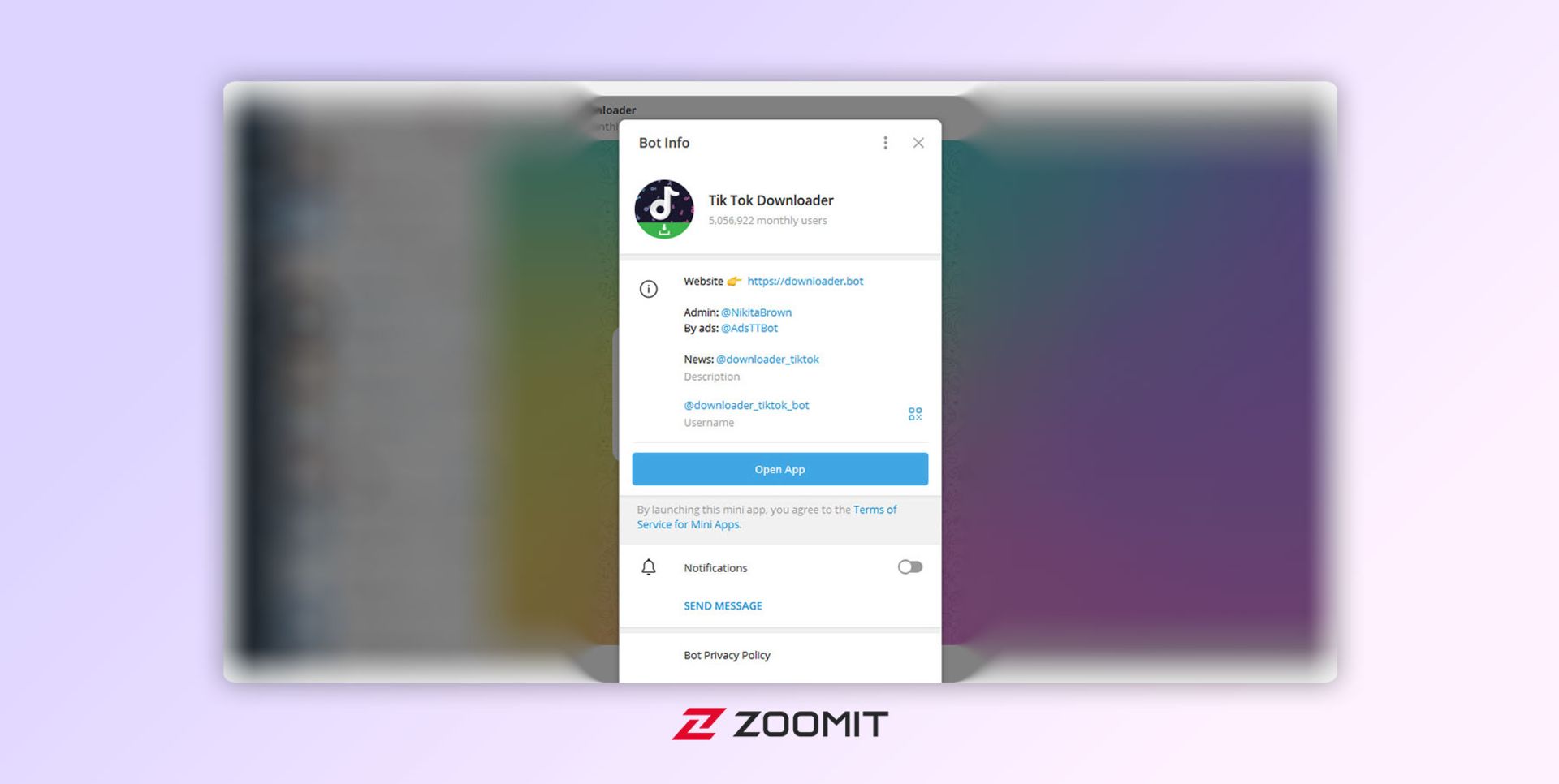 ربات Tik Tok Downloader تلگرام