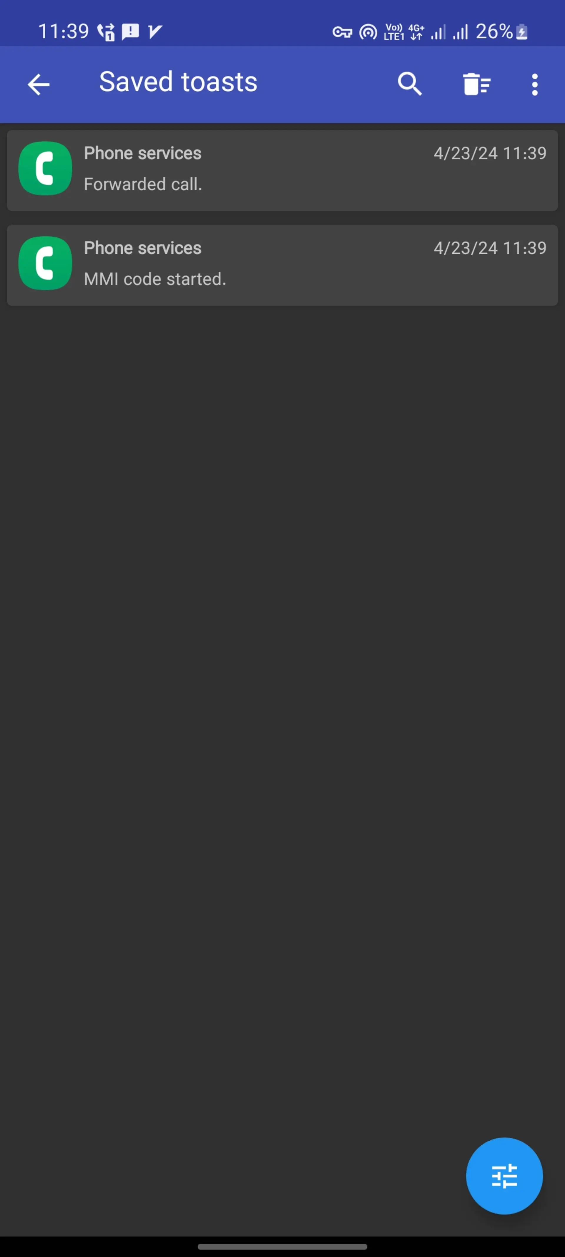 فهرست Toast Notifications