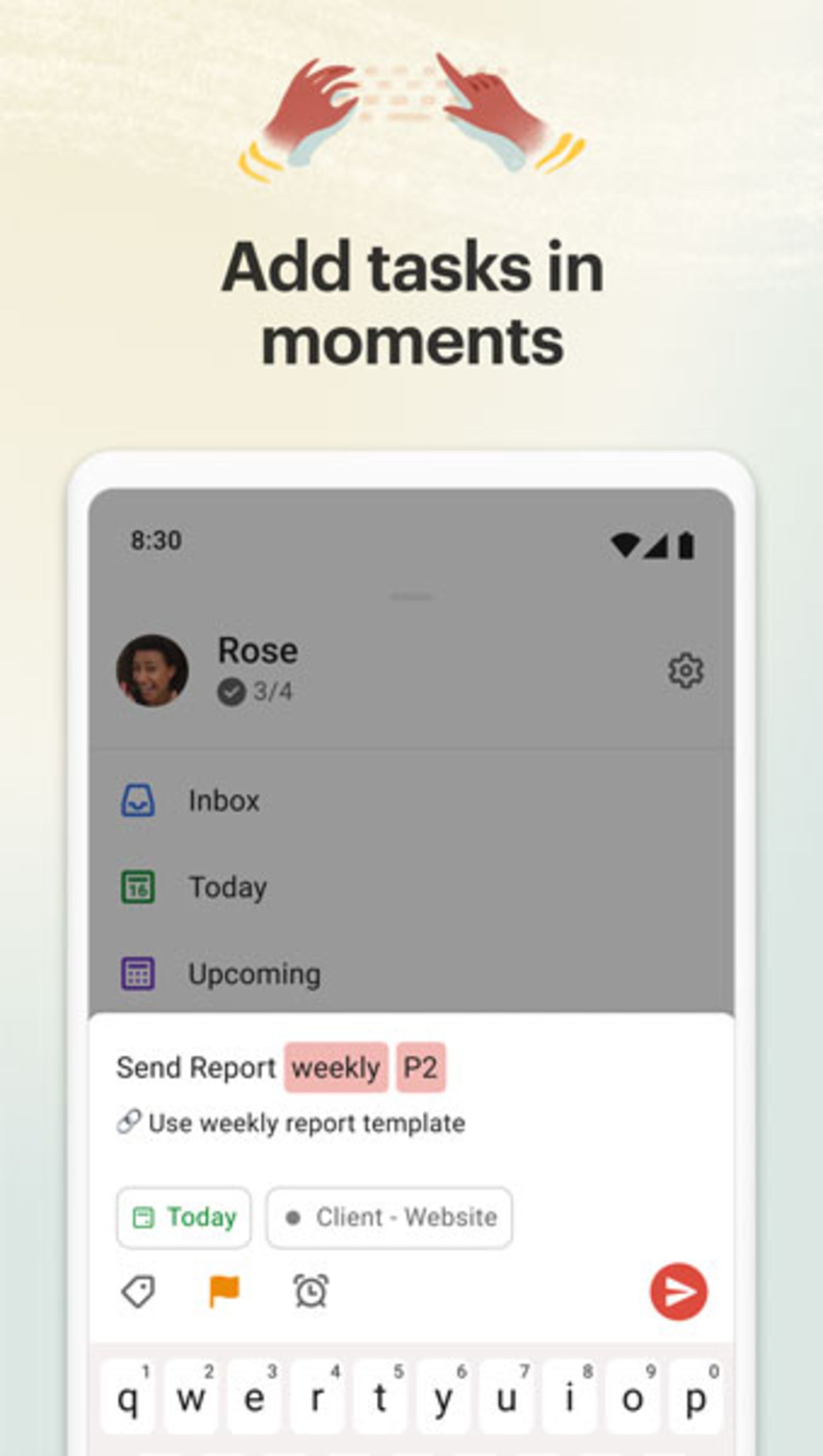 محیط برنامه‌ی Todoist