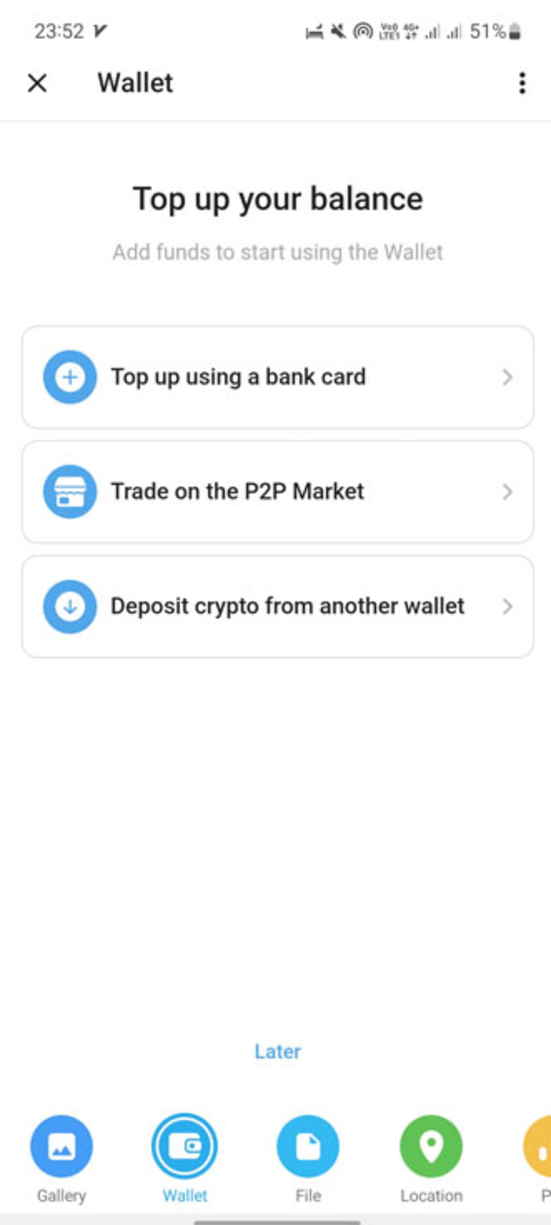 صفحه‌ی Top up your balance