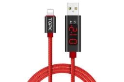کابل شارژ USB تاپکی Type-A به Lightning مدل AC27 با طول 1 متر قرمز