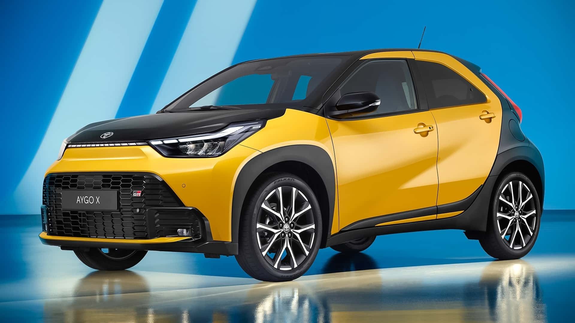 نمای سه‌چهارم جلو خودرو تویوتا Aygo X