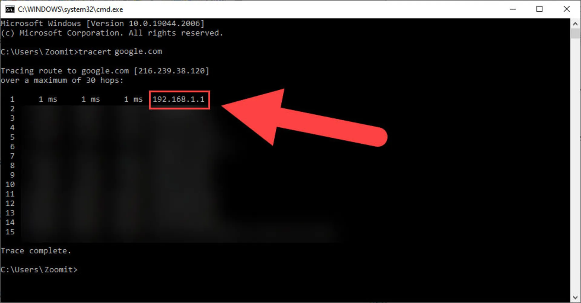 دستور tracert در cmd