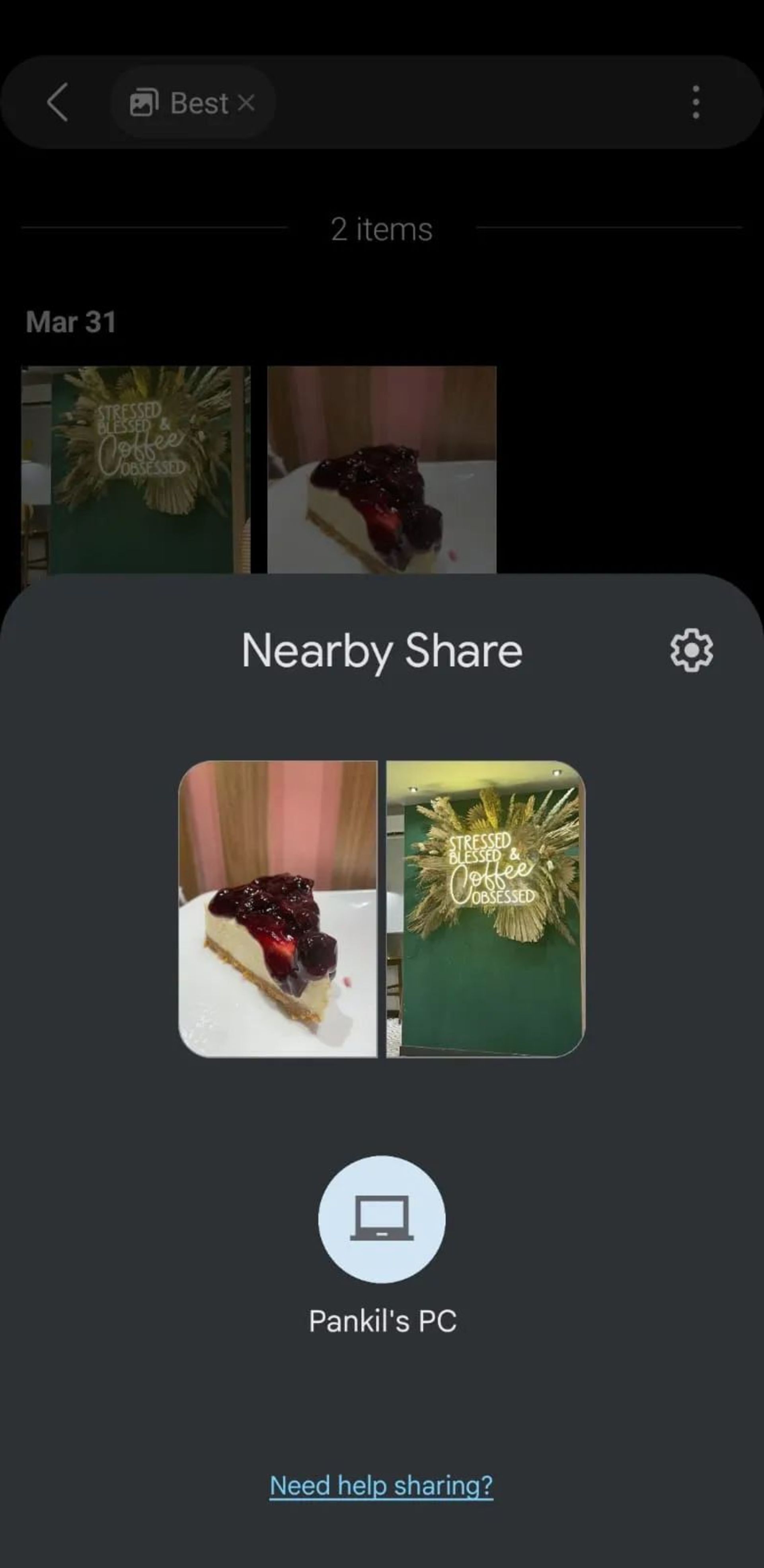 انتقال فایل با Nearby SHare