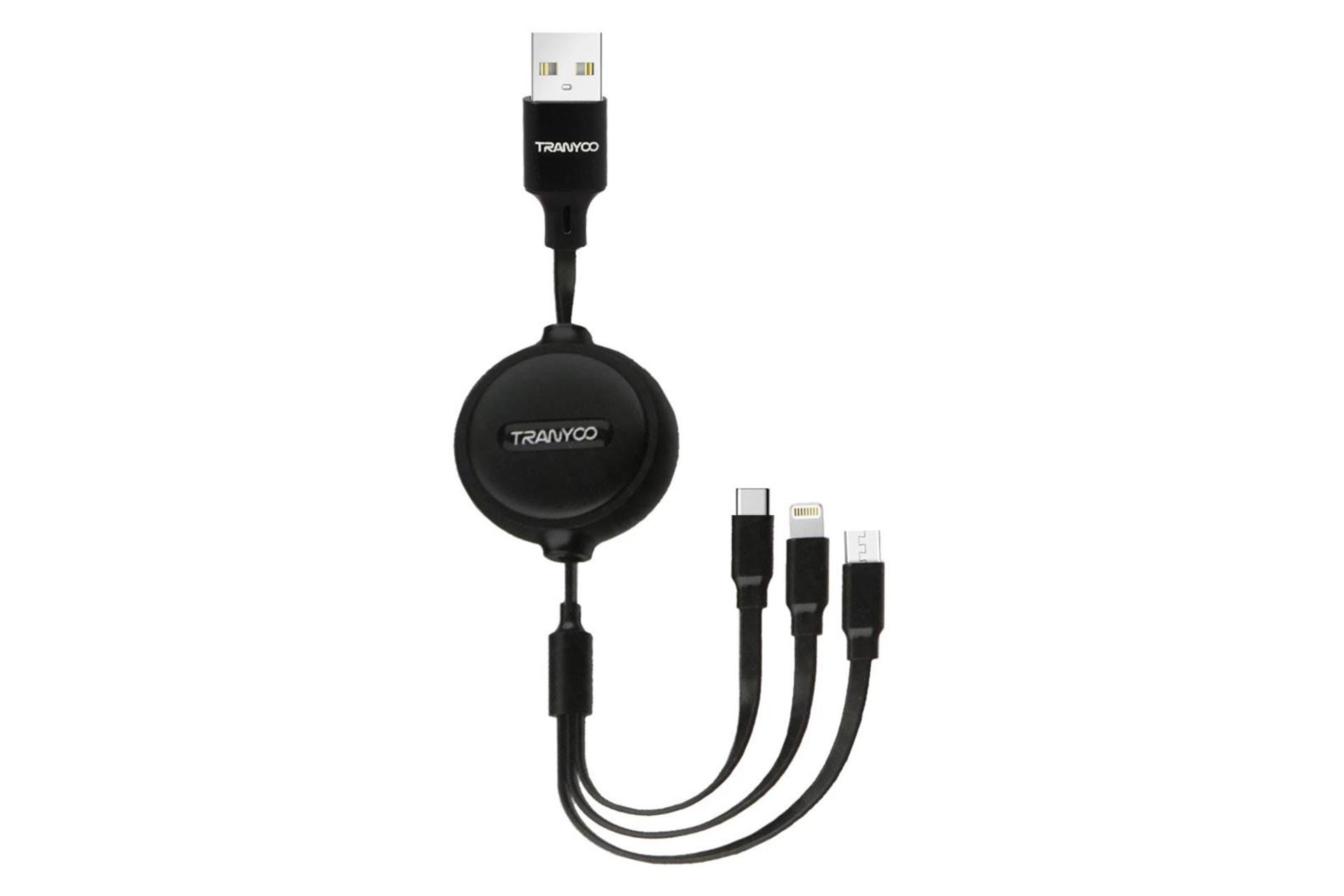 کابل شارژ USB ترانیو Type-A به Type-C+Micro-USB+Lightning مدل T-XS7 3in1 با طول 1.2 متر