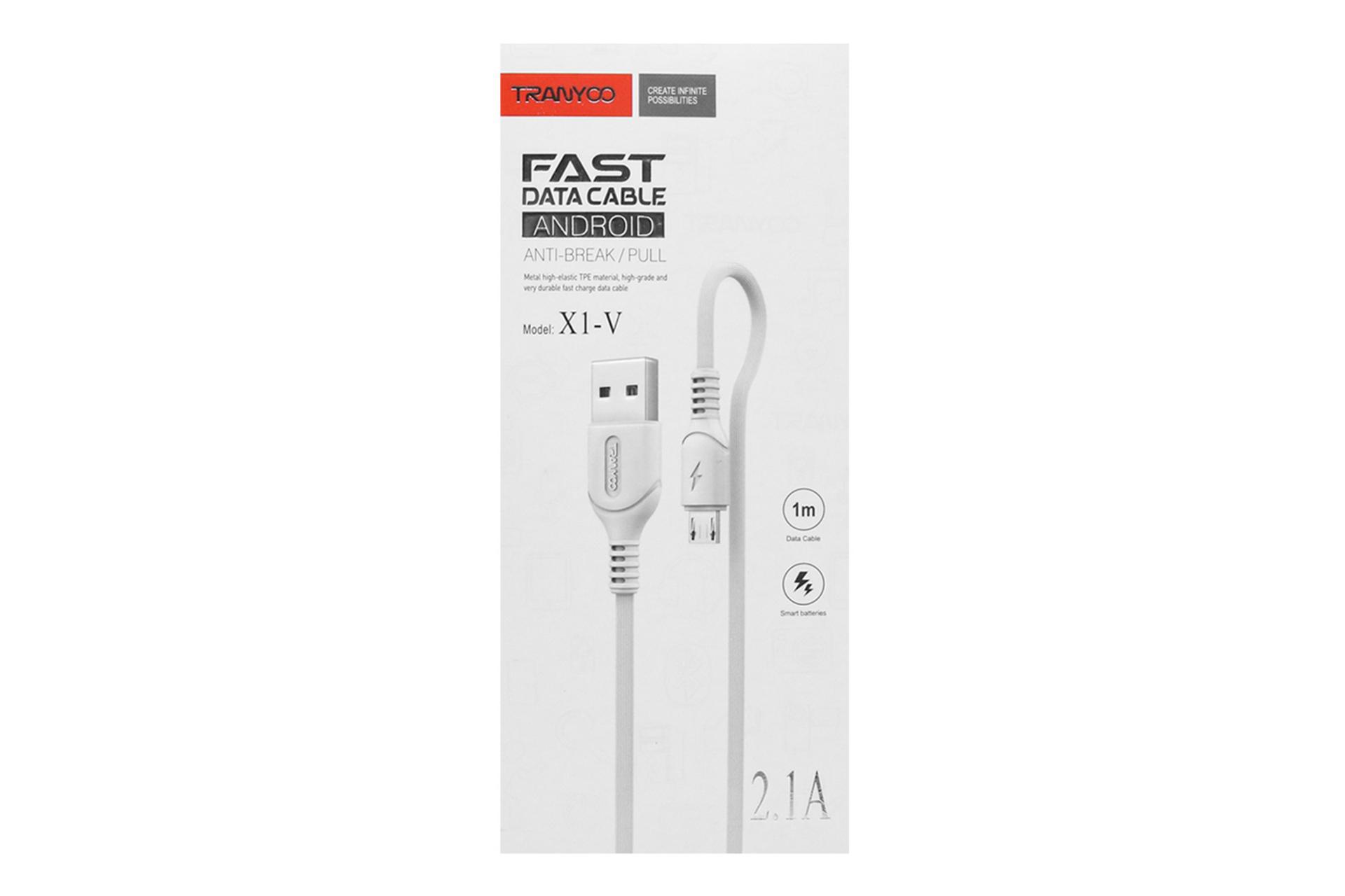 جعبه کابل شارژ USB ترانیو Type-A به Micro-USB مدل X1-V با طول 1 متر