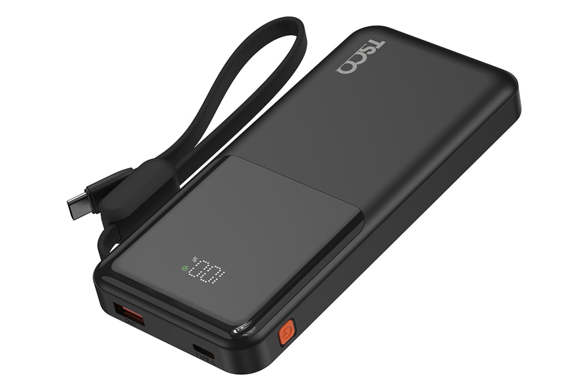 پاور بانک تسکو TSCO TP 1013 10000mAh مشکی از نمای کناری