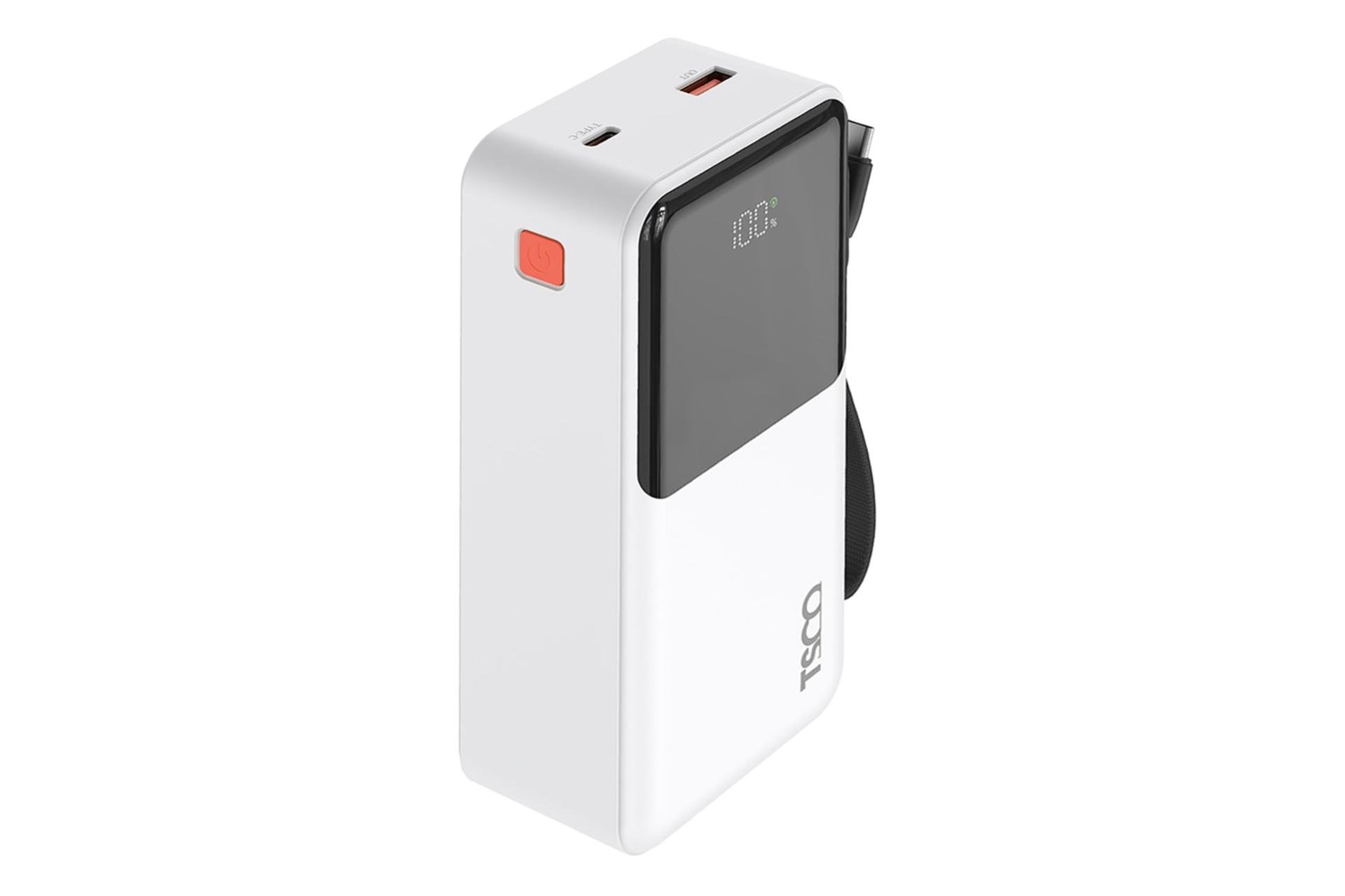 سمت چپ پاور بانک تسکو TSCO TP 3013 30000mAh سفید
