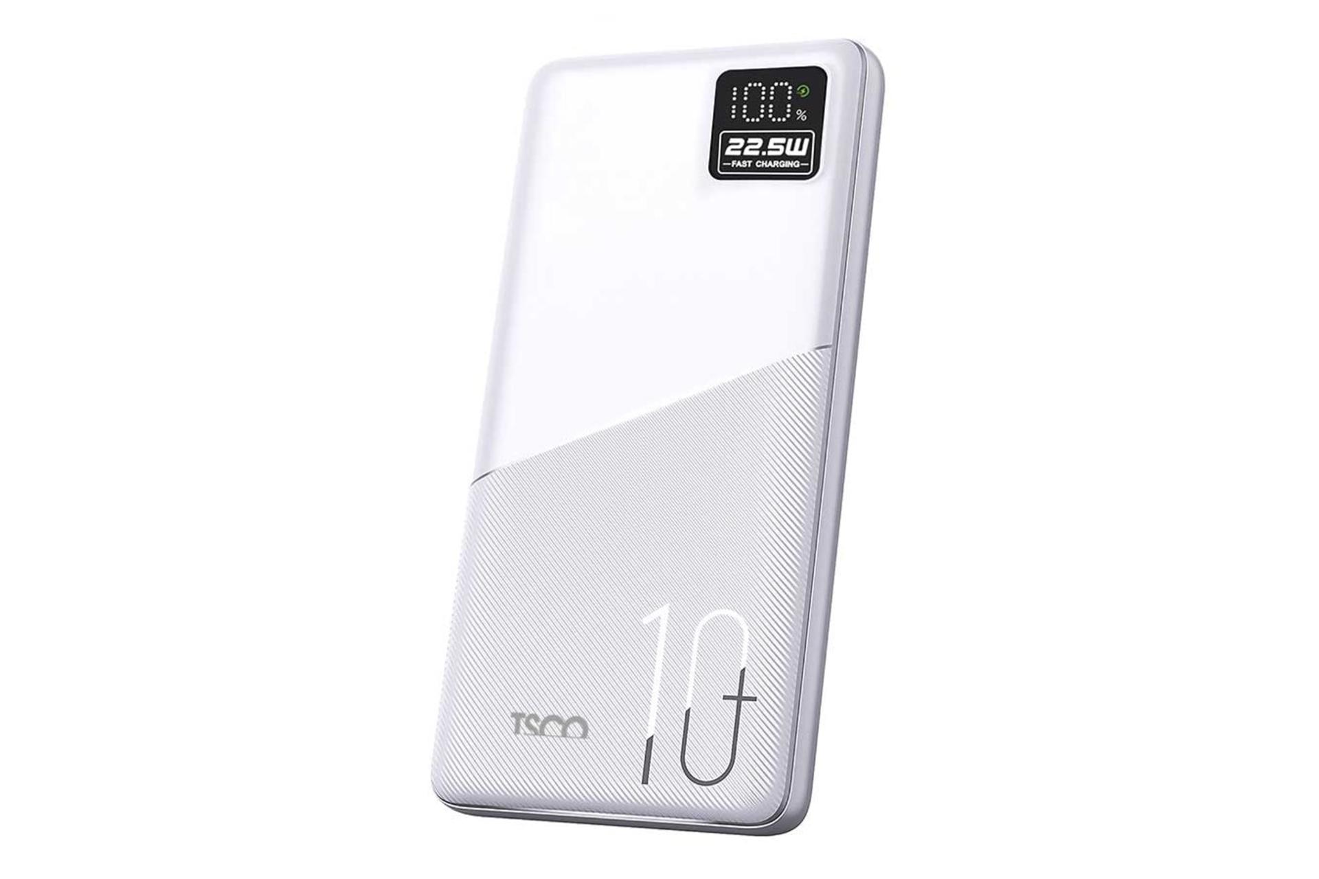 پاور بانک تسکو TSCO TP 926 10000mAh سفید از نمای کناری