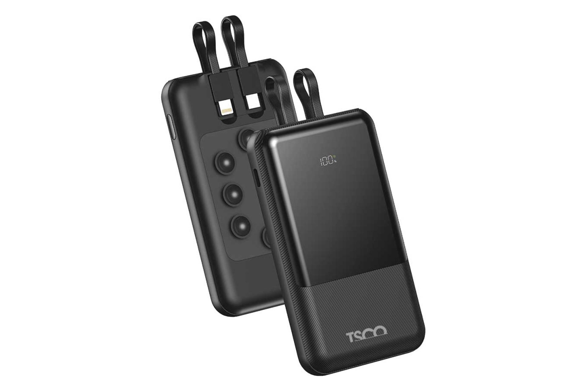 پاور بانک تسکو TSCO TP 936 10000mAh مشکی از نمای کناری