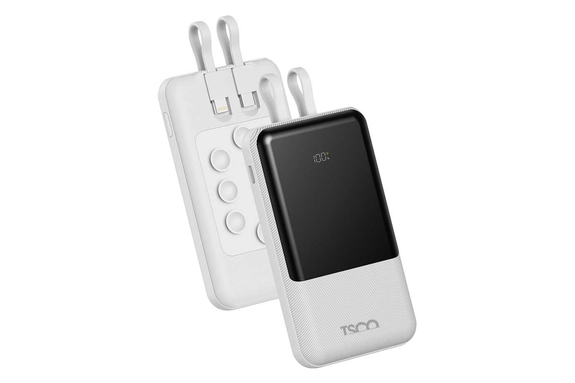 پاور بانک تسکو TSCO TP 936 10000mAh سفید از نمای کناری