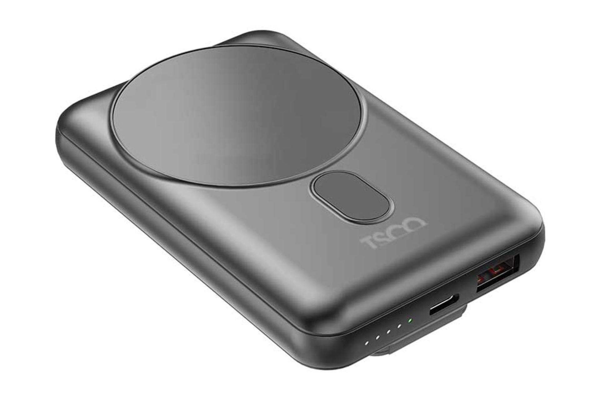 پاور بانک تسکو TSCO TP 938W 10000mAh خاکستری تیره از نمای کناری