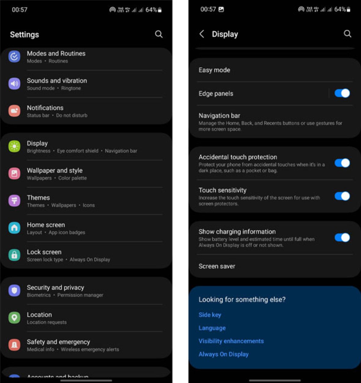 Activating the Touch Sensitivity option in the Display section