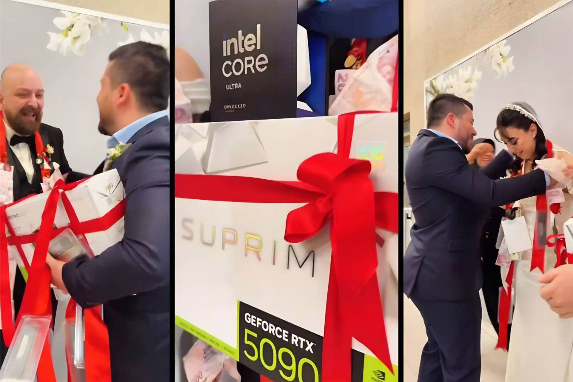 هدیه دادن کارت گرافیک به داماد و عروسی در عروسی ترکیه ای