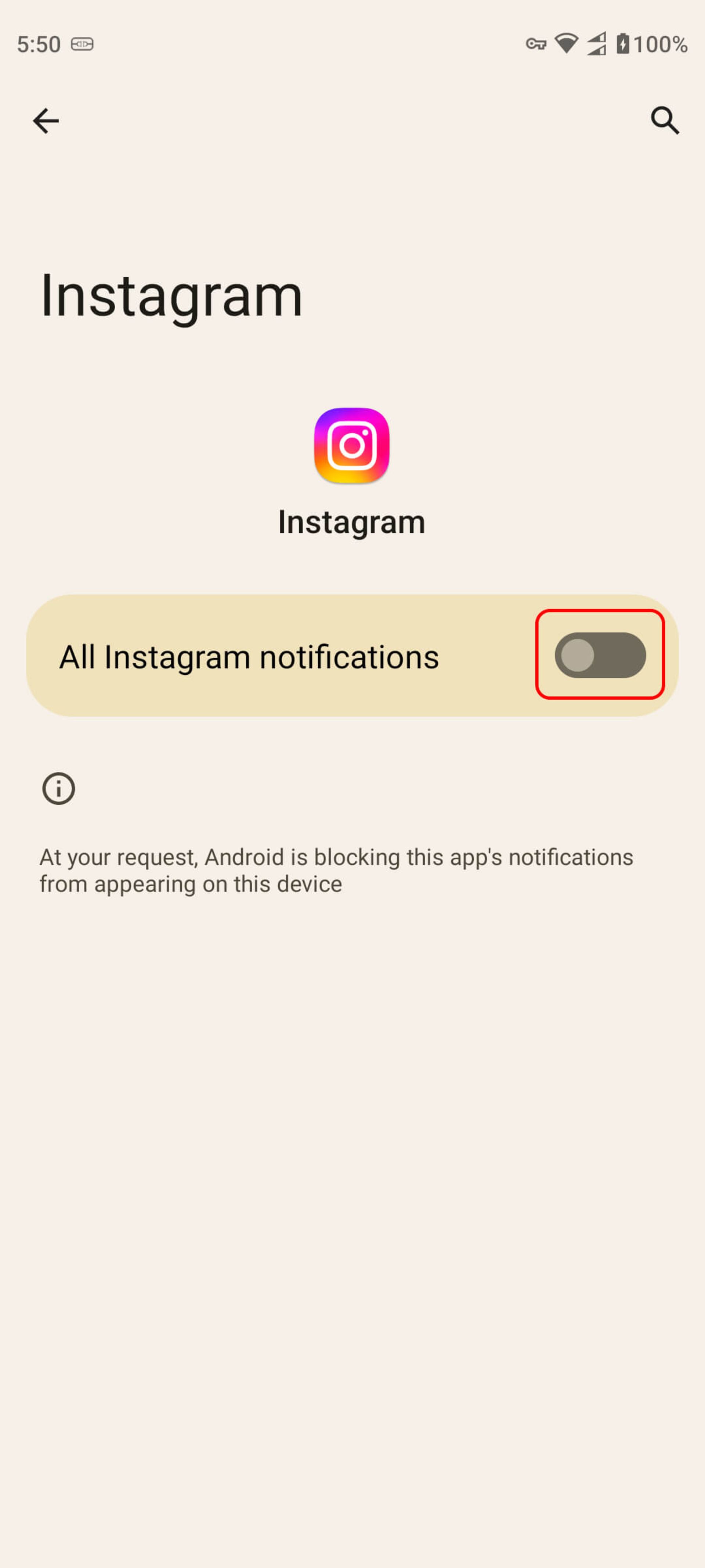 خاموش کردن دکمه All Instagram notifications برای کاهش مصرف اینترنت اینستاگرام