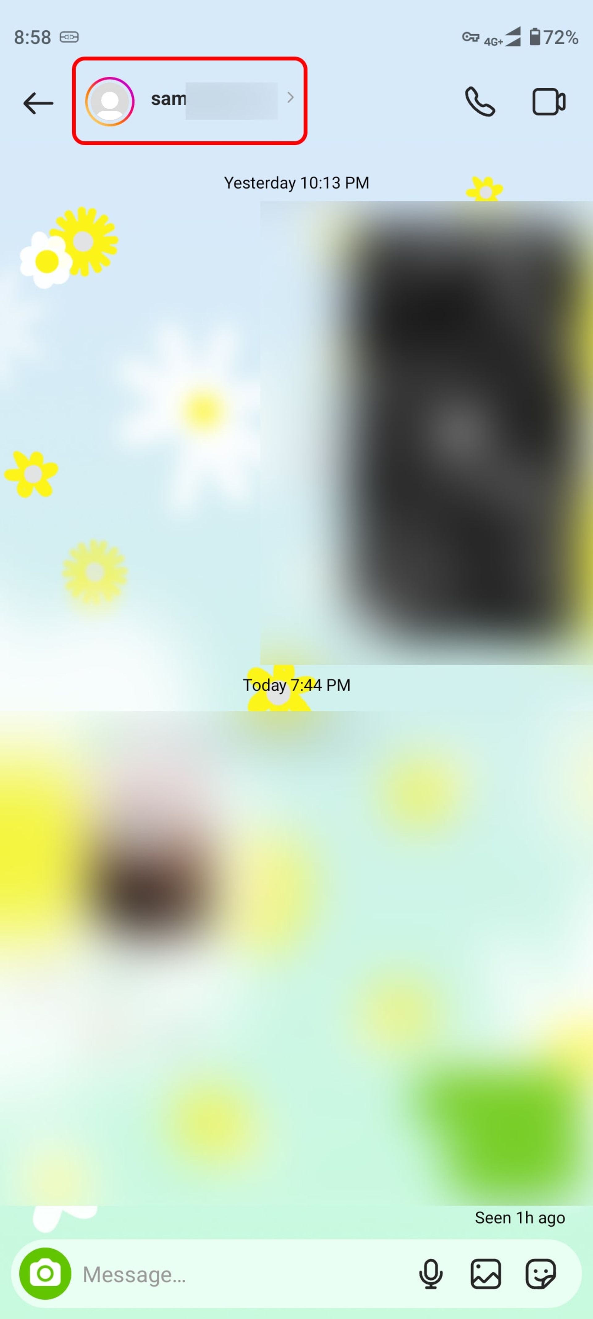 انتخاب نام مورد نظر برای غیرفعال کردن Read receipts