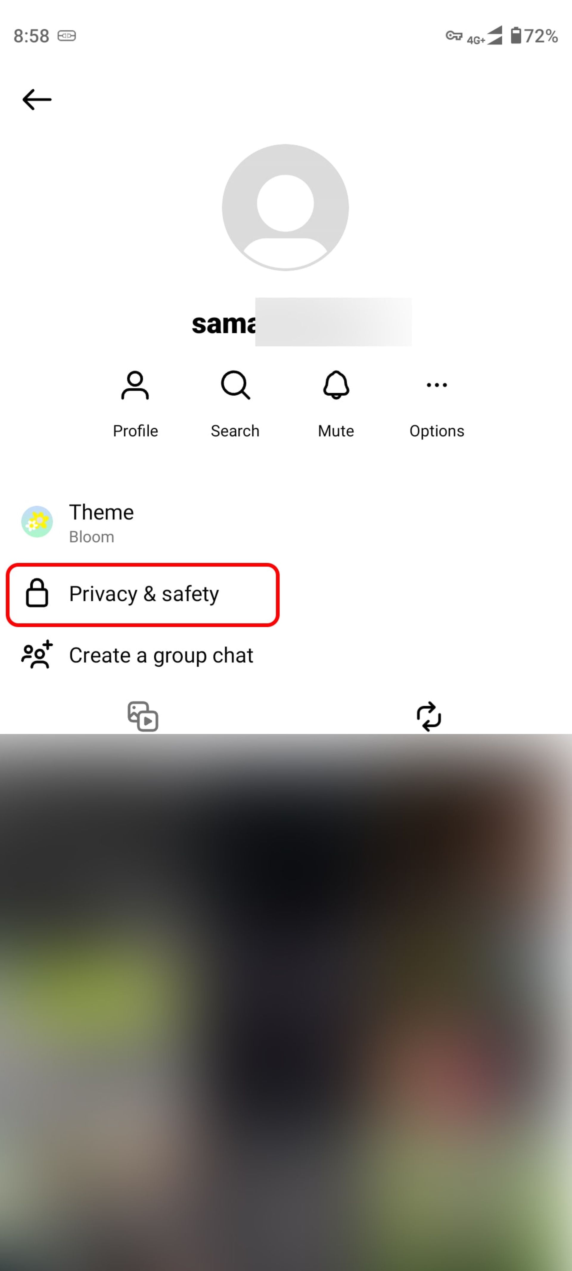 انتخاب قسمت Privacy & safety