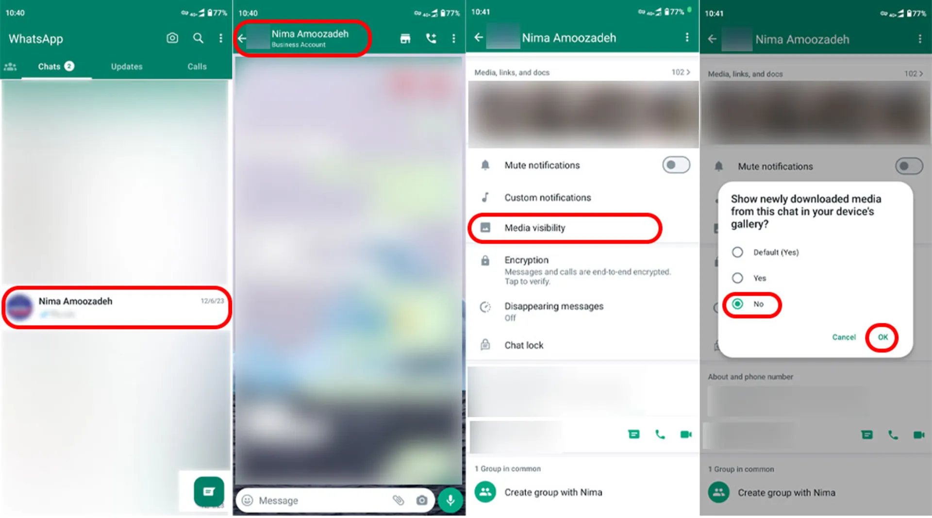 غیر فعال کردن ویژگی Media visibility برای مخاطب خاص اندروید