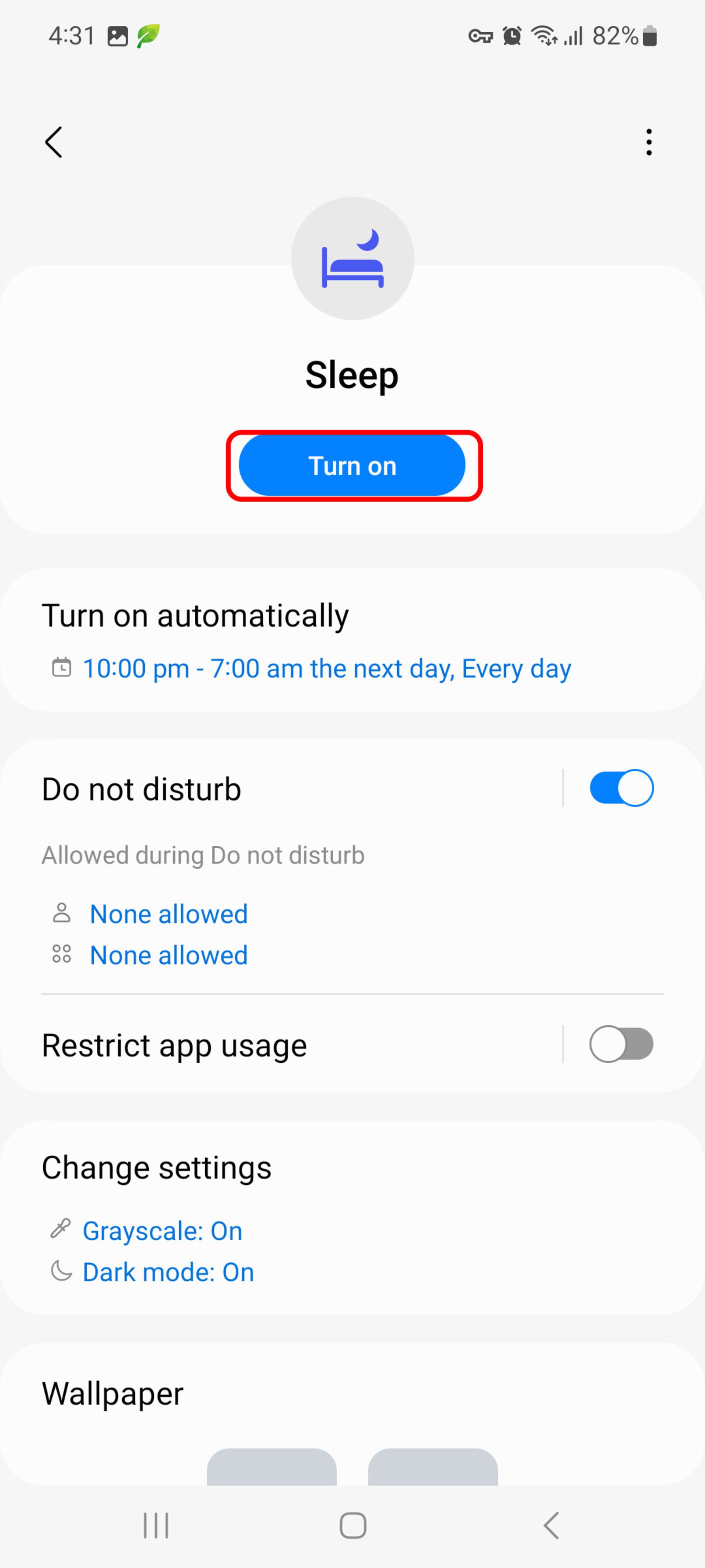 روشن کردن حالت خواب (sleep mode) در سامسونگ