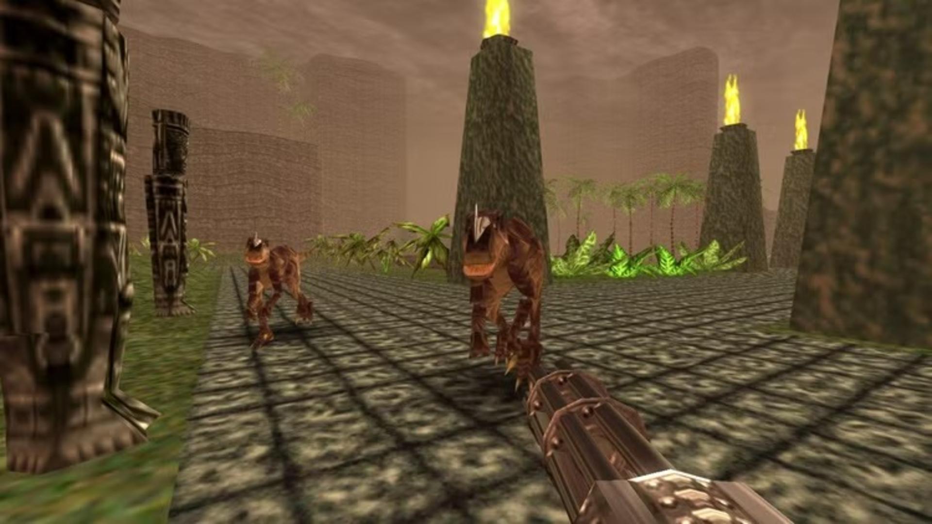شکار دایناسور در بازی Turok: Dinosaur Hunter
