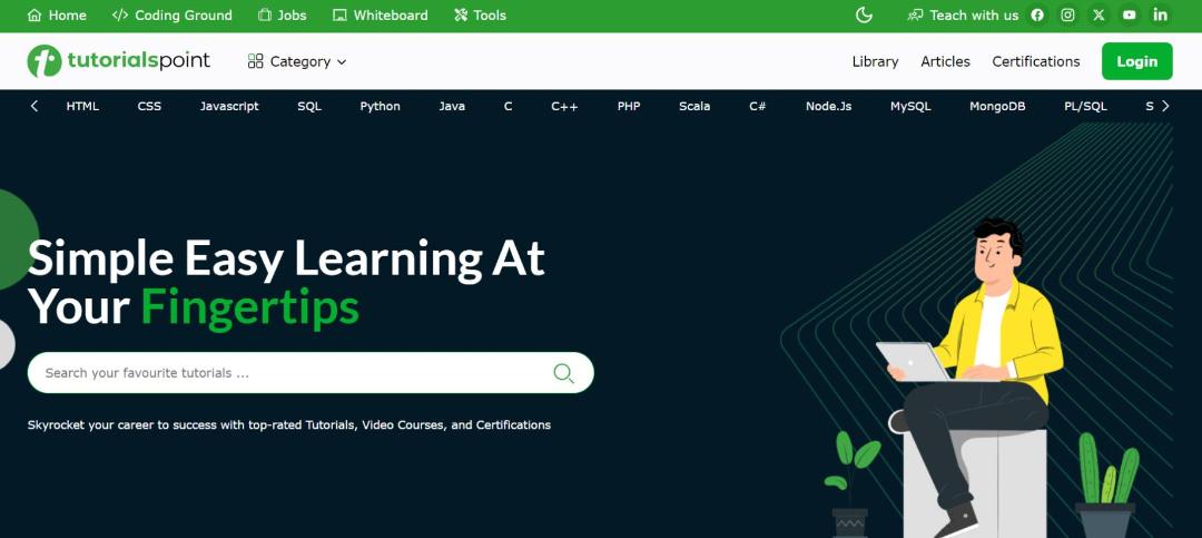 سایت آموزش برنامه نویسی tutorialspoint