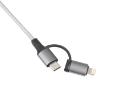 کانکتور و اتصال کابل شارژ USB تویینز Type-C به Type-C+Lightning مدل XF-45 2in1 با طول 1 متر