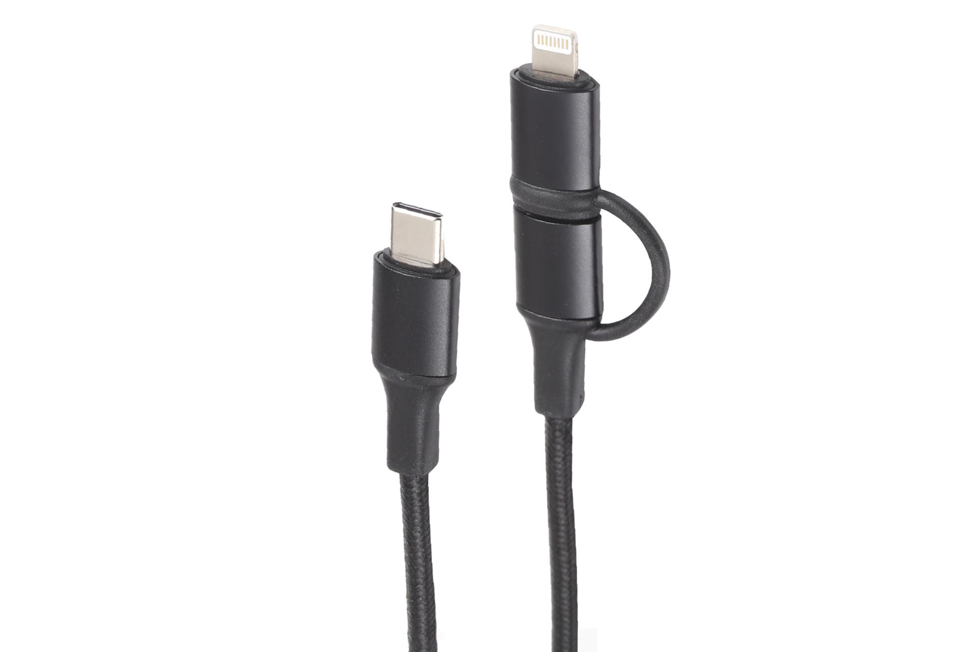 کابل شارژ USB تویینز Type-C به Type-C+Lightning مدل XF-45 2in1 با طول 1 متر