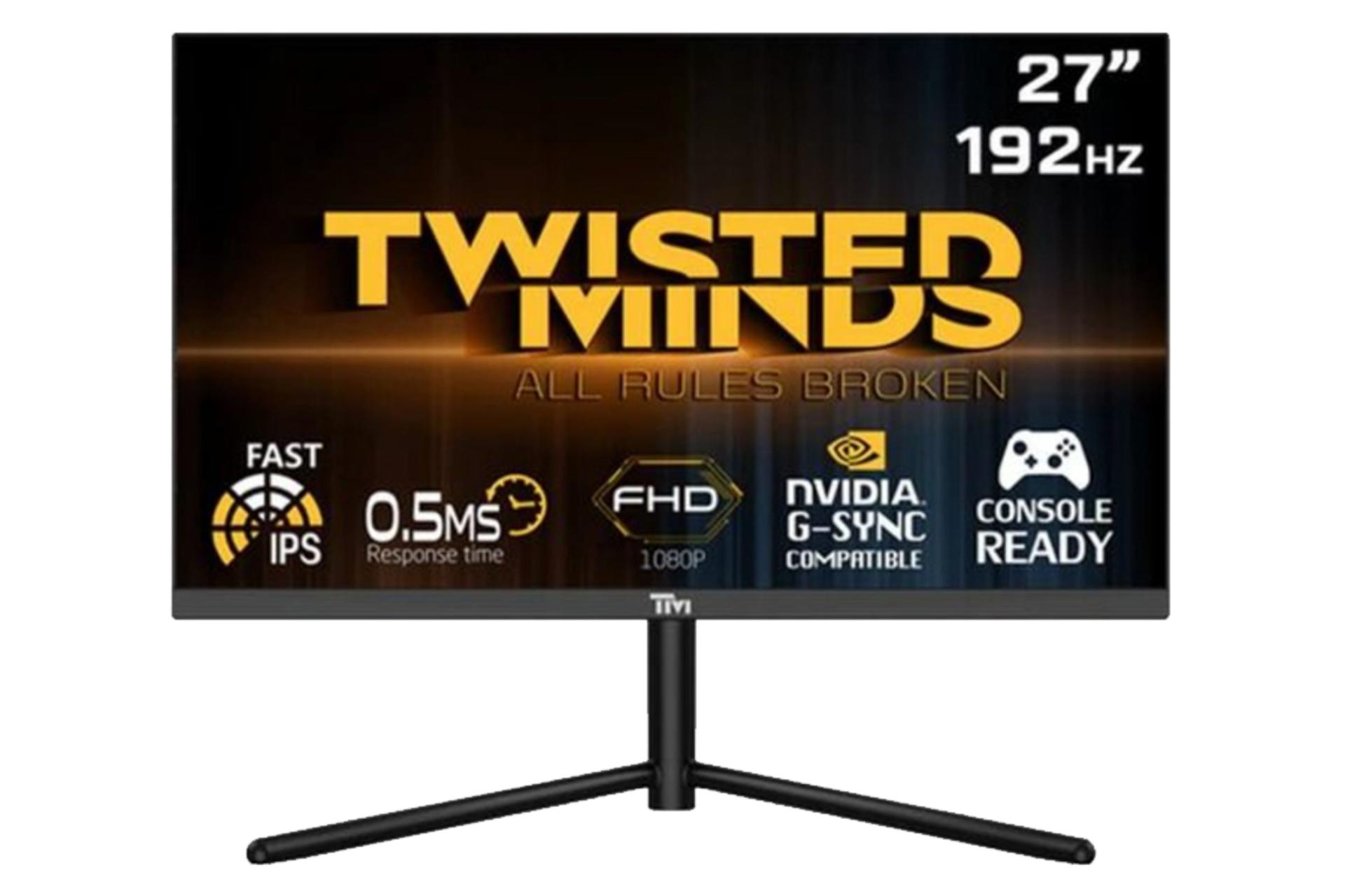 نمای جلو و رزولوشن مانیتور تویستد مایندز 27 اینچ مدل TM27FHD192IPS