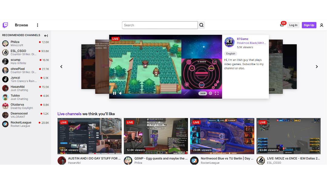 اسکرین شات وبسایت Twitch