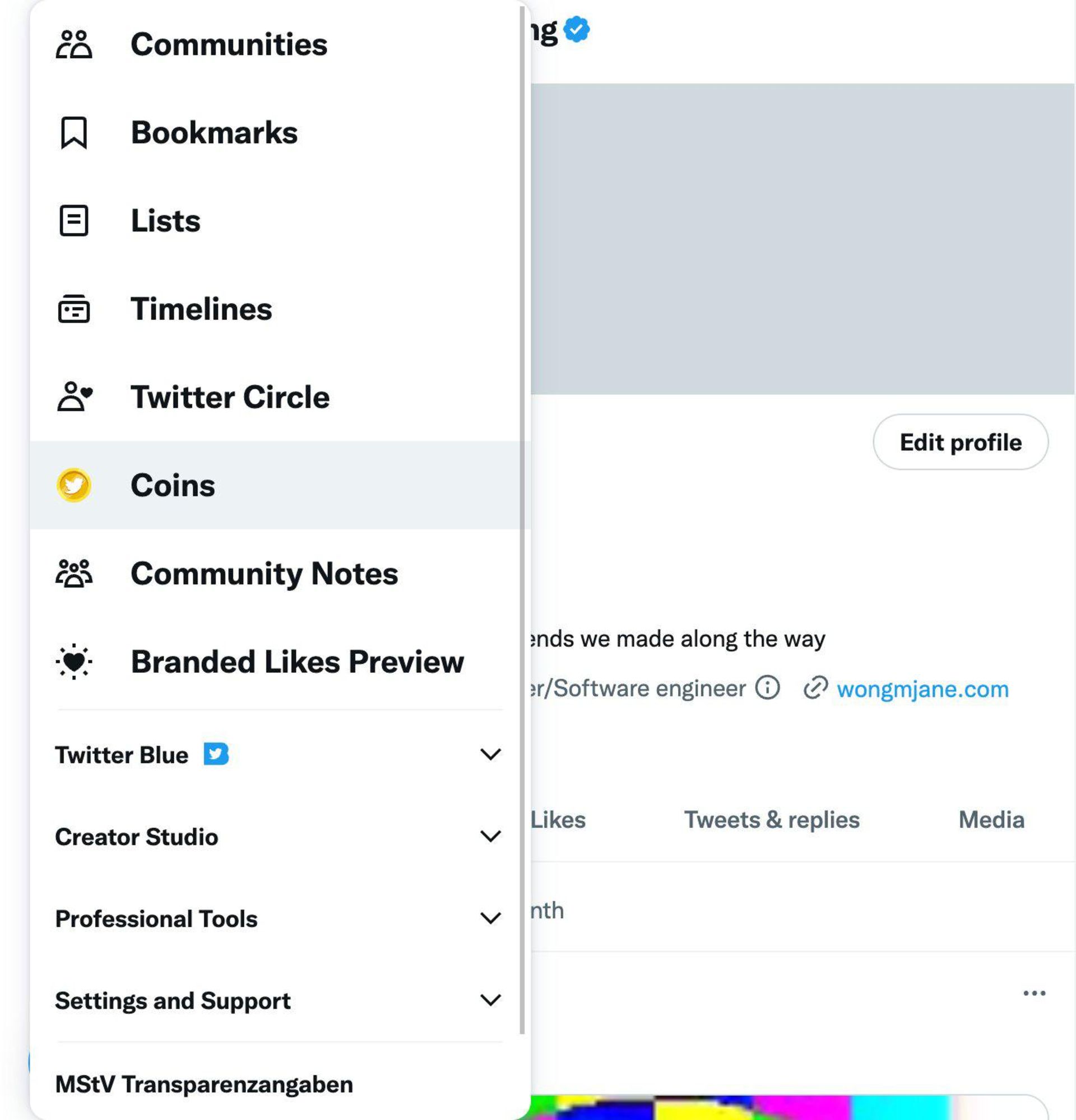 اسکرین شات قابلیت Coins توییتر