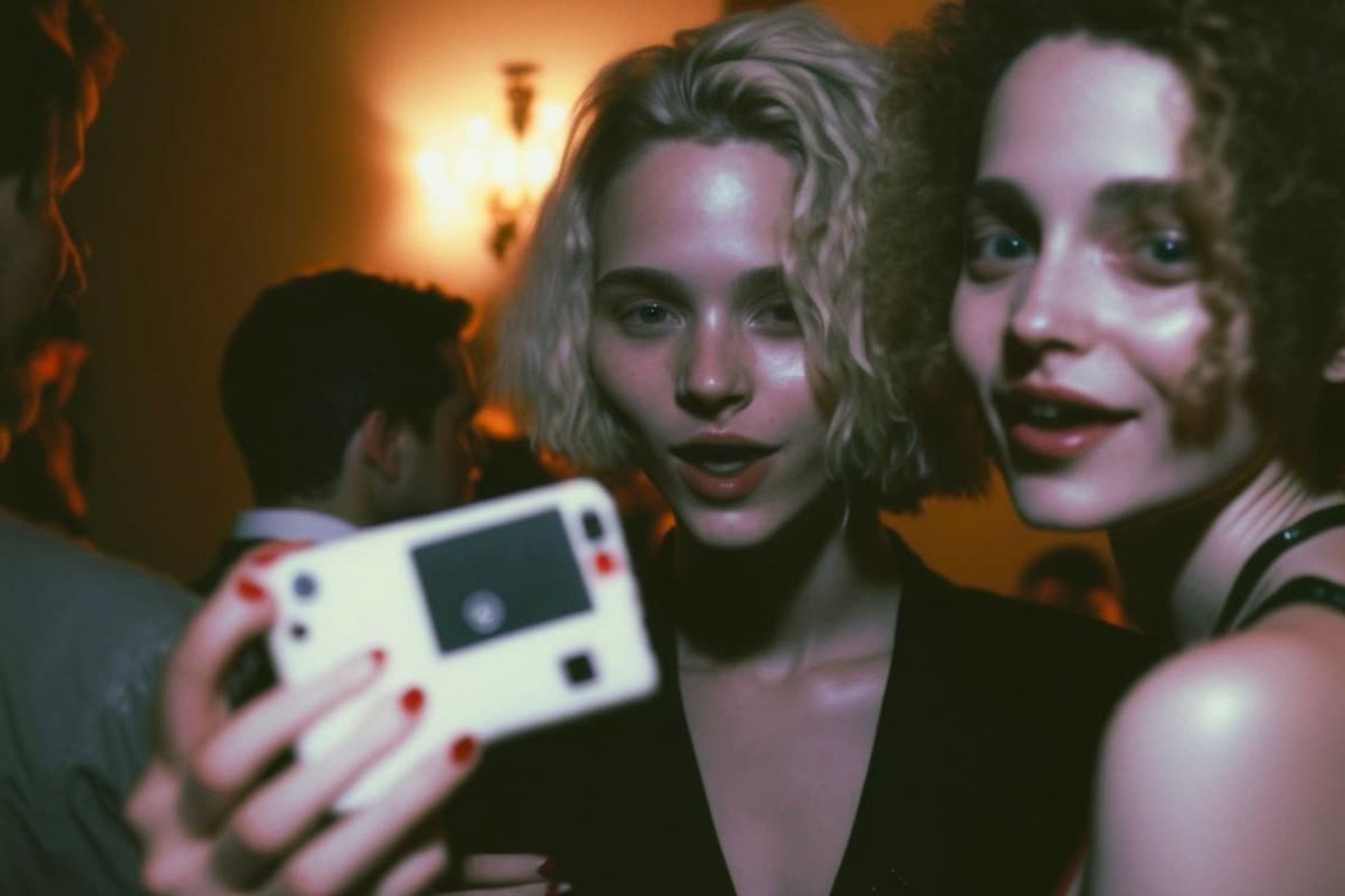 عکس گرفتن دو دختر جوان با دوربین عکاسی