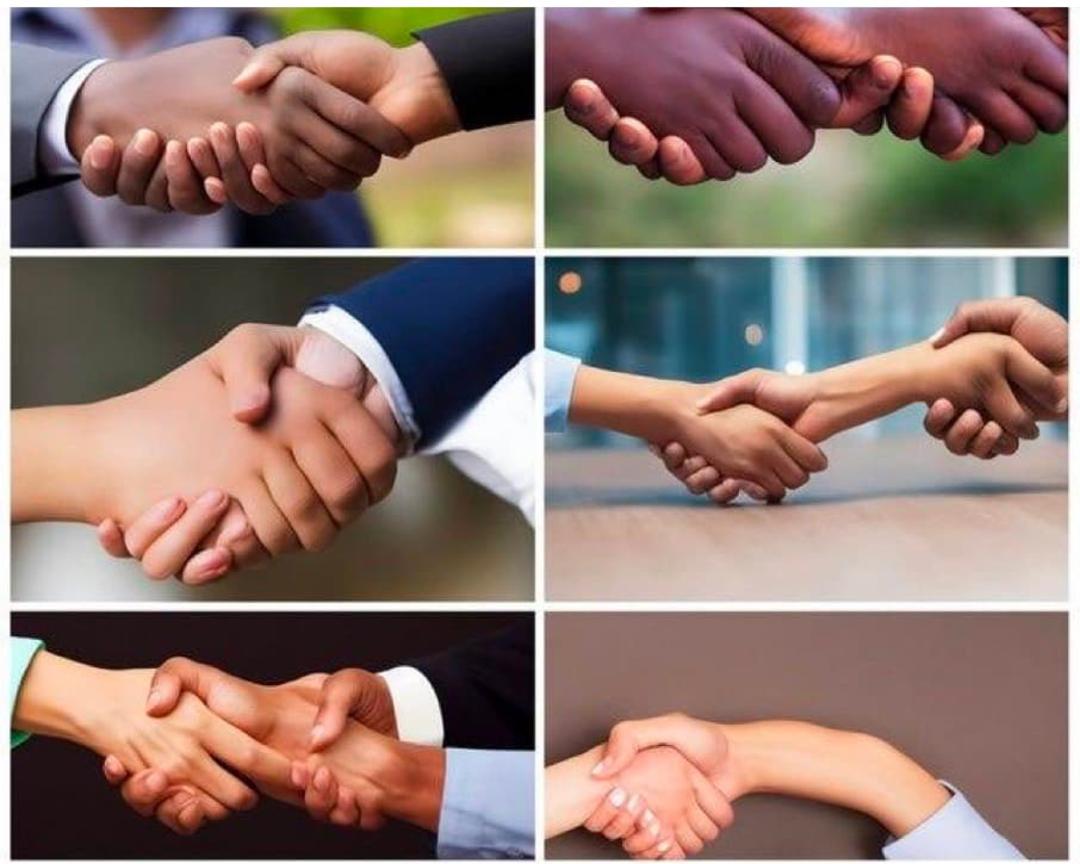 دست دادن دو نفر عکس خلق شده با هوش مصنوعی