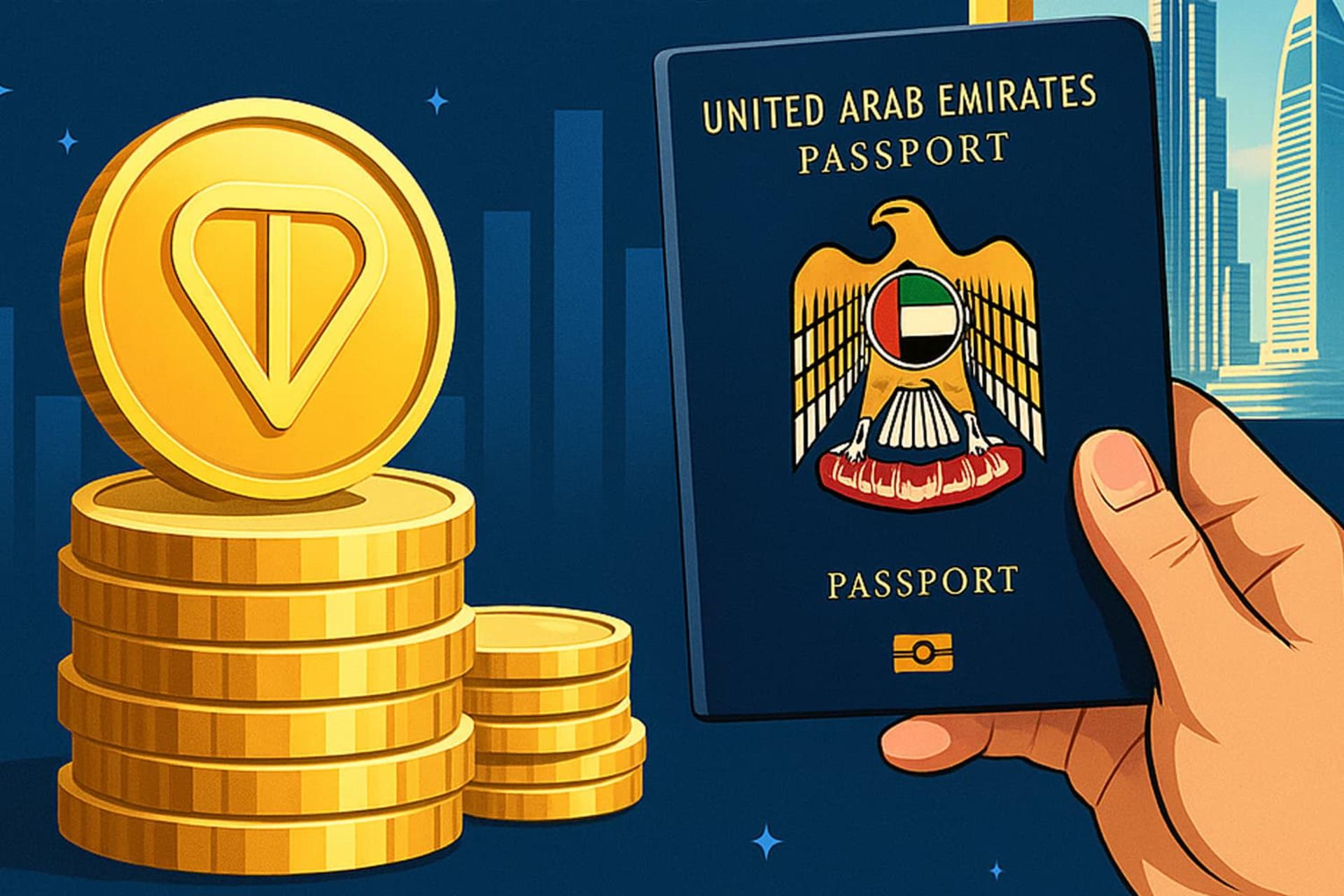 پاسپورت امارات در کنار رمزارز تون کوین